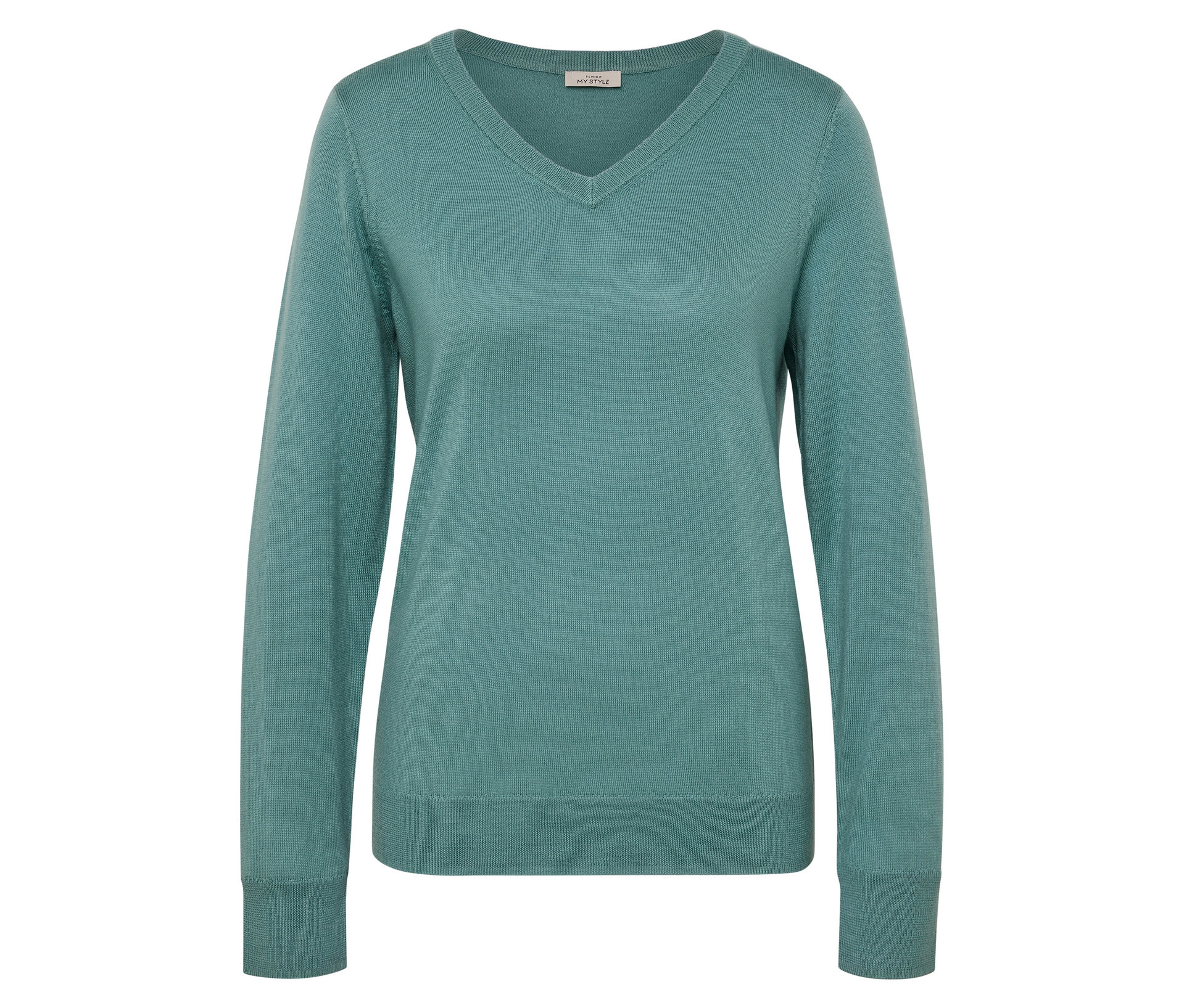 Tchibo - Sweter z cienkiej dzianiny z wełny merino- zielony
