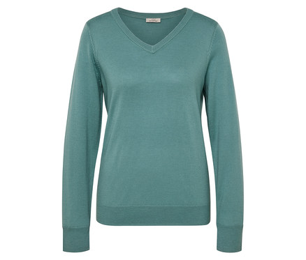 Sweter z cienkiej dzianiny z wełny merino, morski