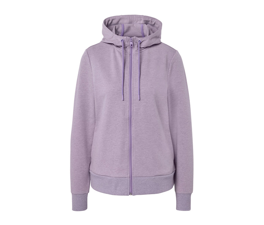 Fioletowa rozpinana bluza dresowa z kapturem.