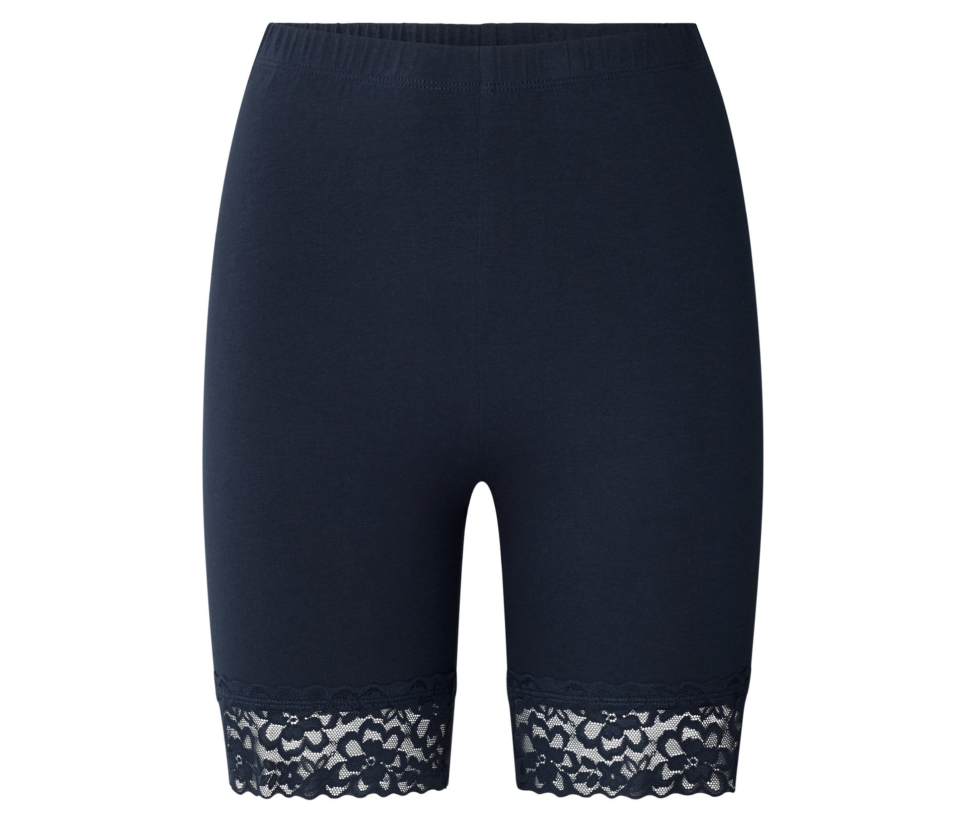 Tchibo - Krótkie legginsy z koronkowym wykończeniem- niebieski