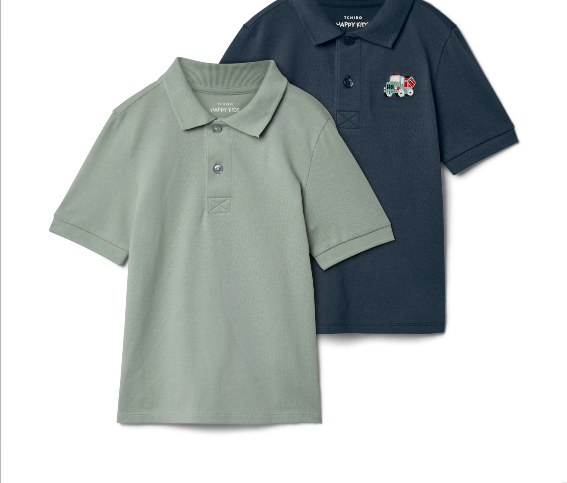 Tchibo - Koszulki polo z bawełnianej tkaniny piqué - mężczyzna- zielony/niebieski