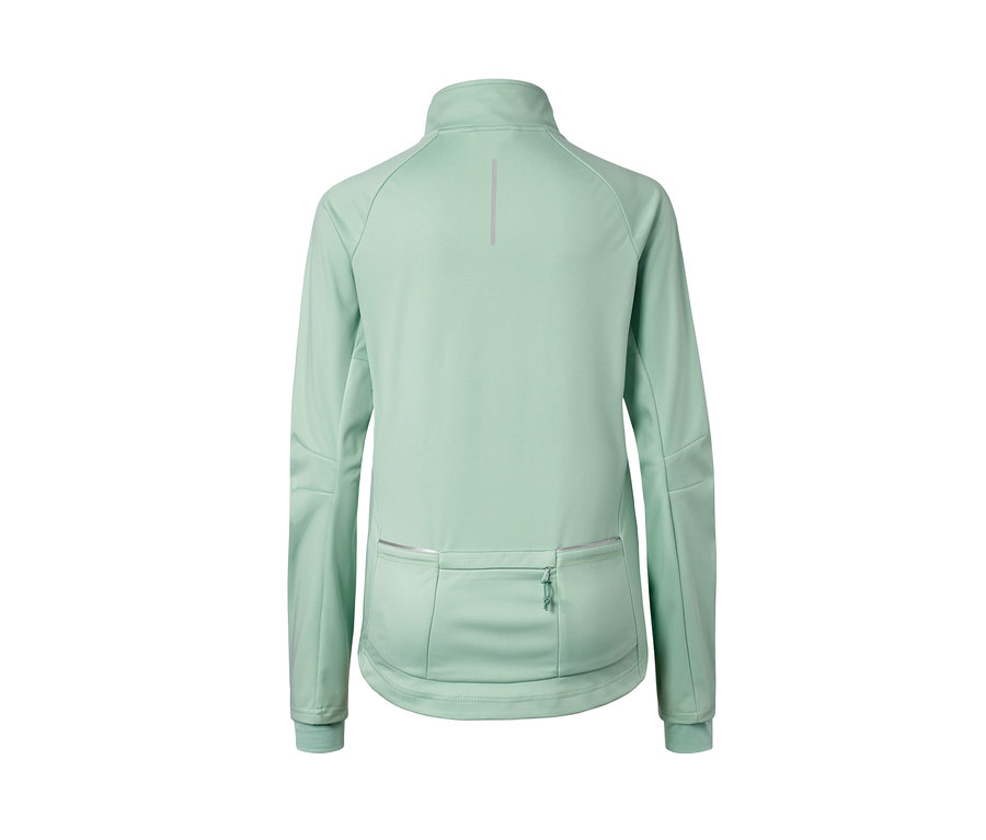 Widok z tyłu rowerowej kurtki funkcyjnej.