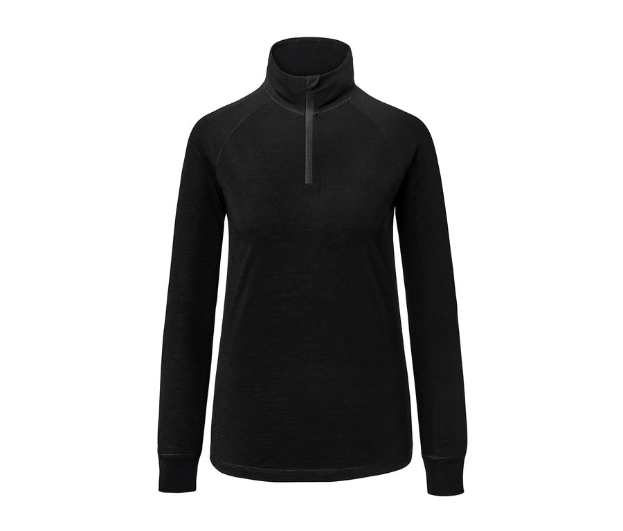 Czarna koszulka funkcyjna z długim rękawem z wełny merino.