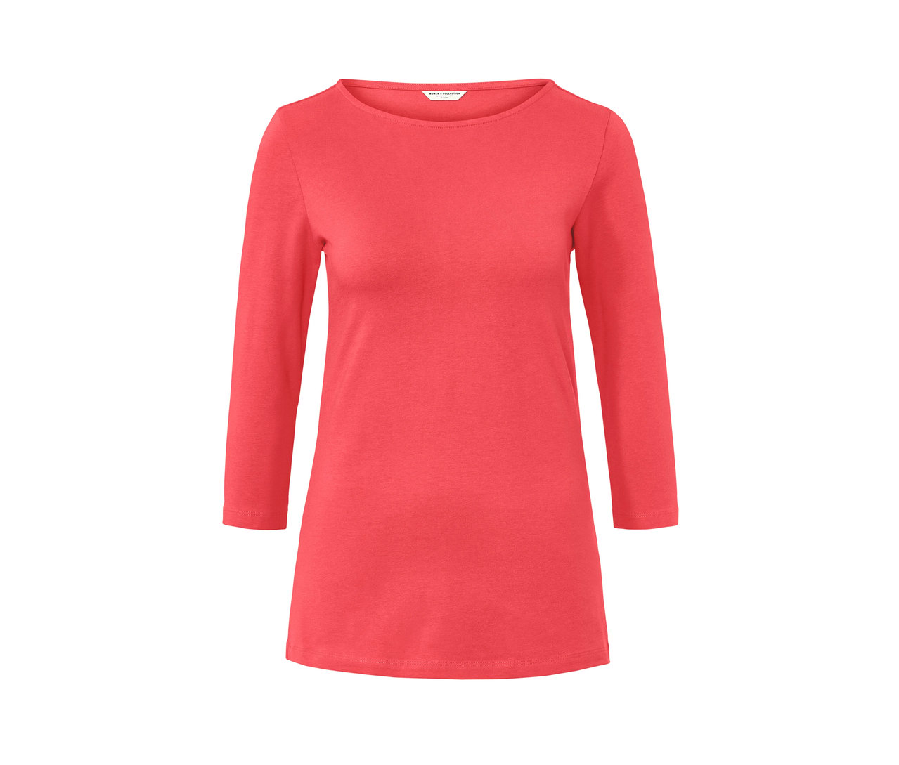 Koralowa bluzka z rękawami 3/4.