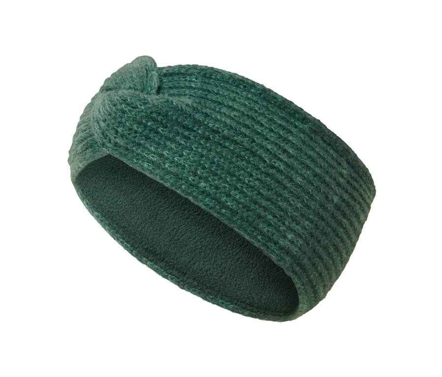 Ciemnozielona opaska z dzianiny.