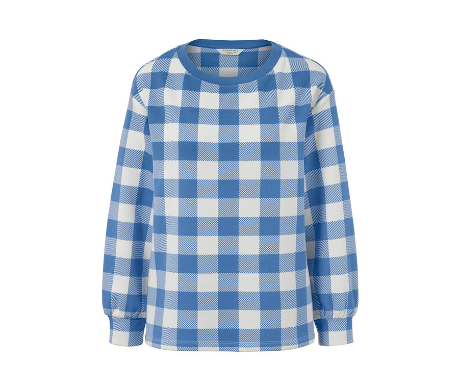 Bluza w kratkę z długimi rękawami w kolorze niebiesko-białym.