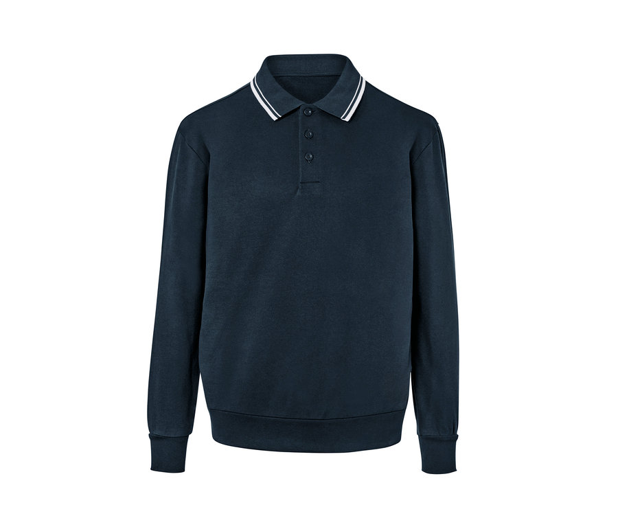 Granatowa bluza z kołnierzykiem polo.