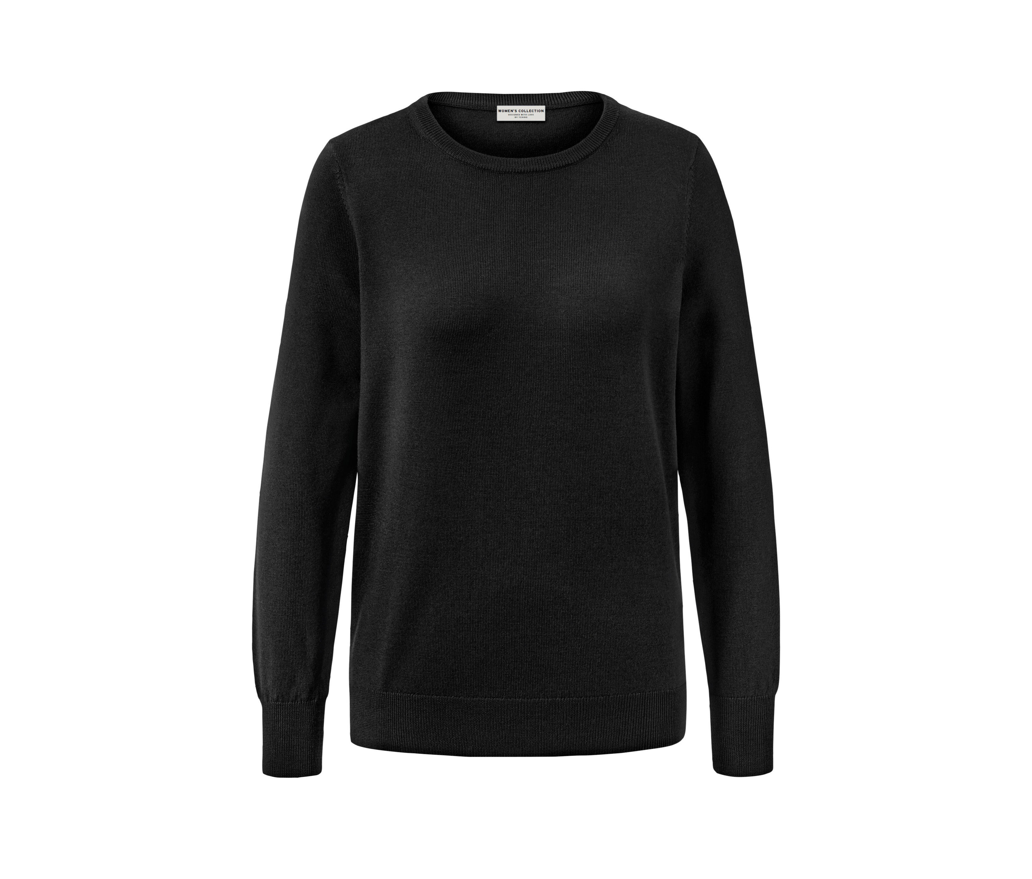 Tchibo - Sweter z cienkiej dzianiny z wełny merino, czarny