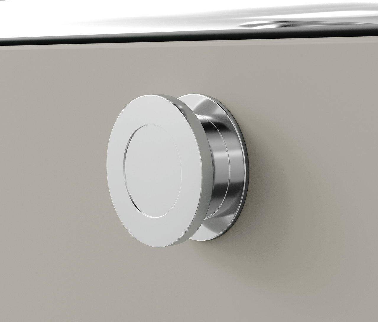 Zbliżenie na kontener na kółkach „CN3” z 3 szufladami, jasnoszary, srebrny uchwyt.