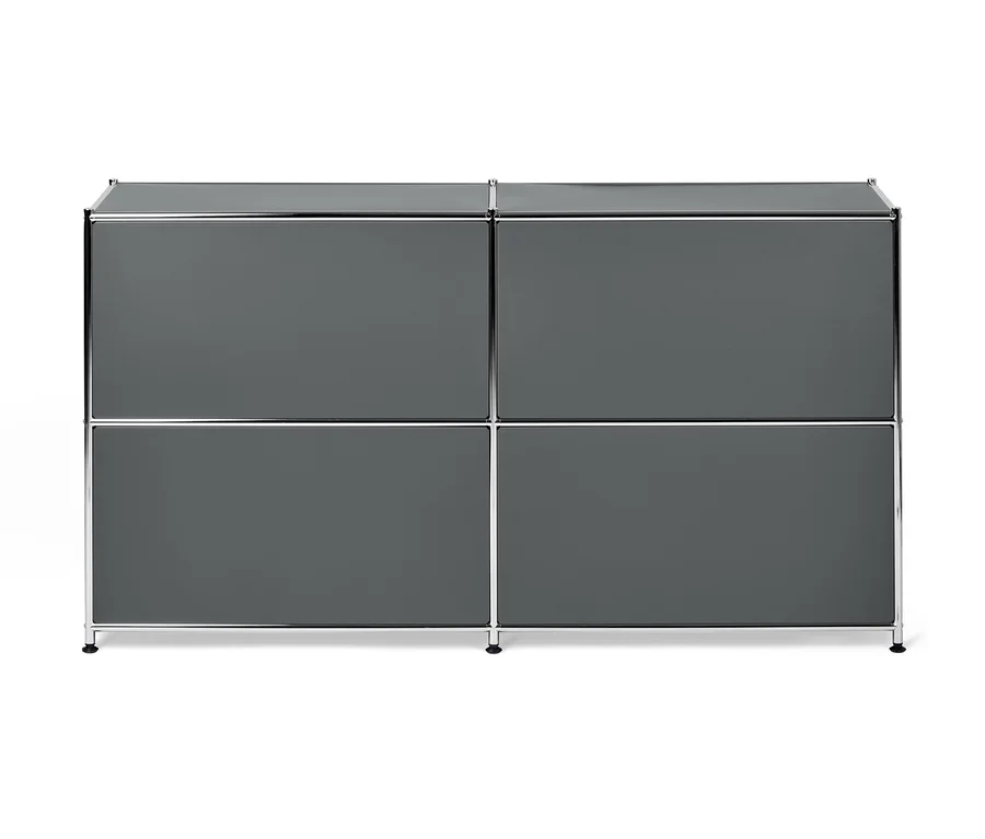 Szara metalowa szafka typu sideboard „CN3” z 4 klapami.