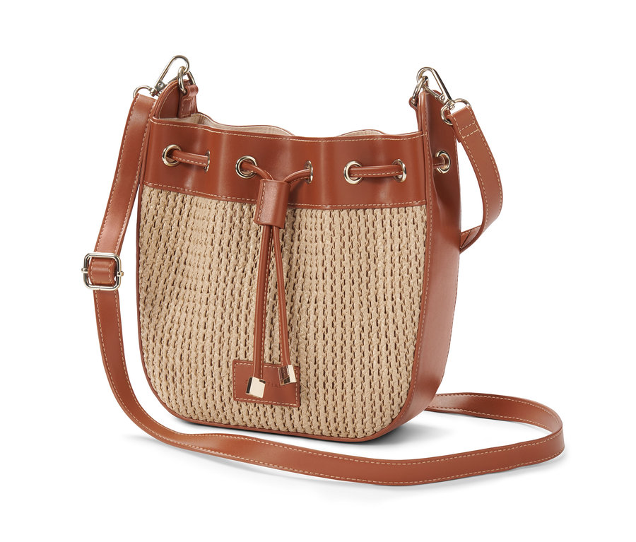 Brązowa torba-worek.