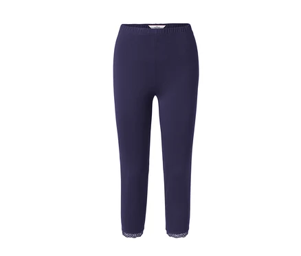 Granatowe legginsy 3/4 z koronkowym brzegiem.