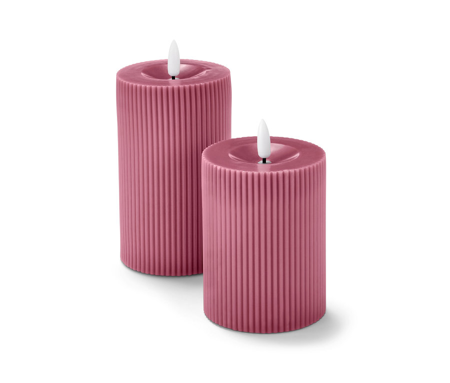 Dwie różowe świece LED z prawdziwego wosku.