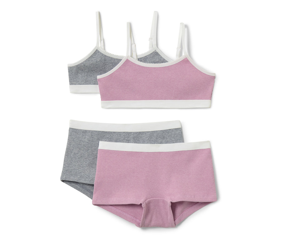 Szary i różowy komplet bielizny dla dziewczynek.