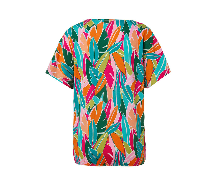 Bluzka z obniżoną linią ramion, ze wzorem na całej powierzchni.