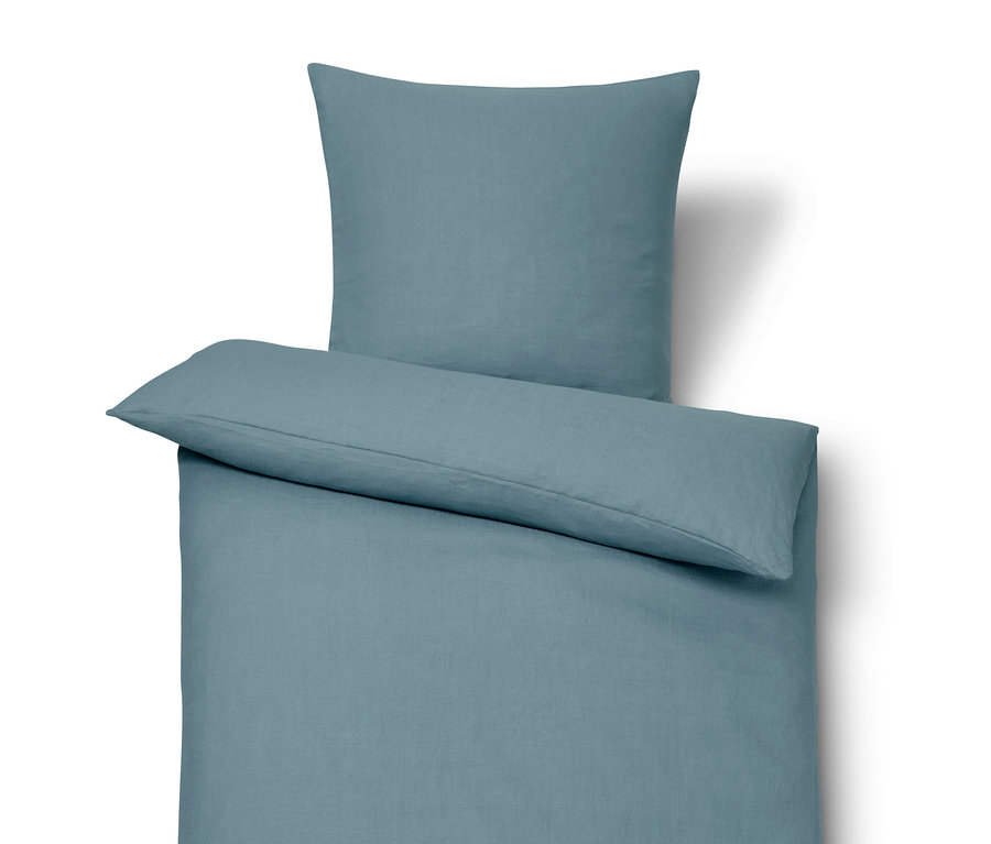 Niebieska pościel lniana w rozmiarze standardowym i niestandardowym.