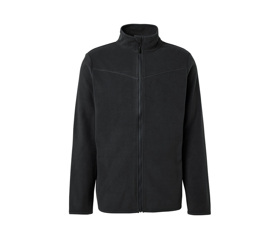 Antracytowa rozpinana bluza z polaru z zamkiem błyskawicznym pośrodku.