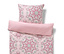 Różowa pościel z mikrofibry o standardowym rozmiarze we wzór kwiatowy.