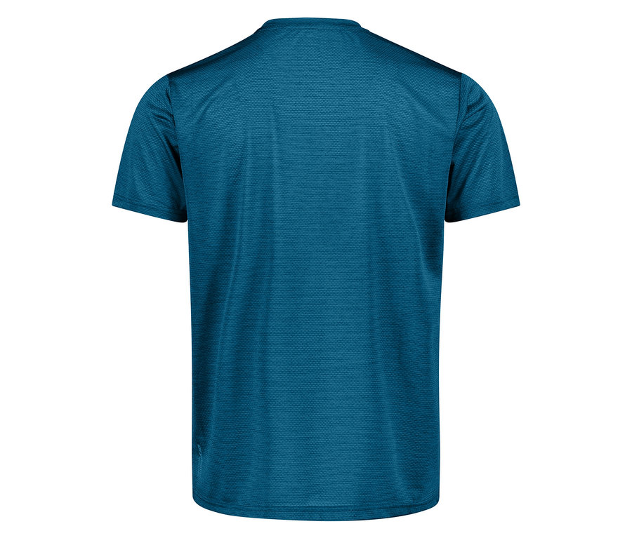 Widok z tyłu petrol CMP męskiej koszulki z dzianiny piqué.