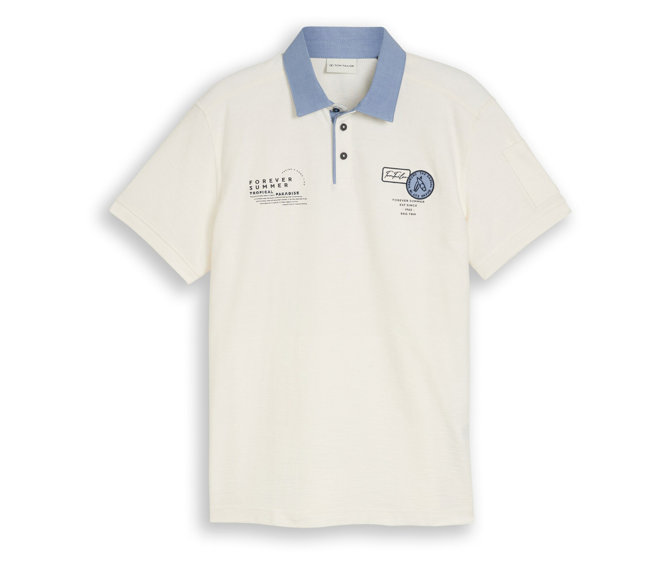 Koszulka polo Tom Tailor z fakturą ottoman, Gardenia White