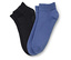 Para skarpetek, jedna czarna, druga niebieska, leżą obok siebie.