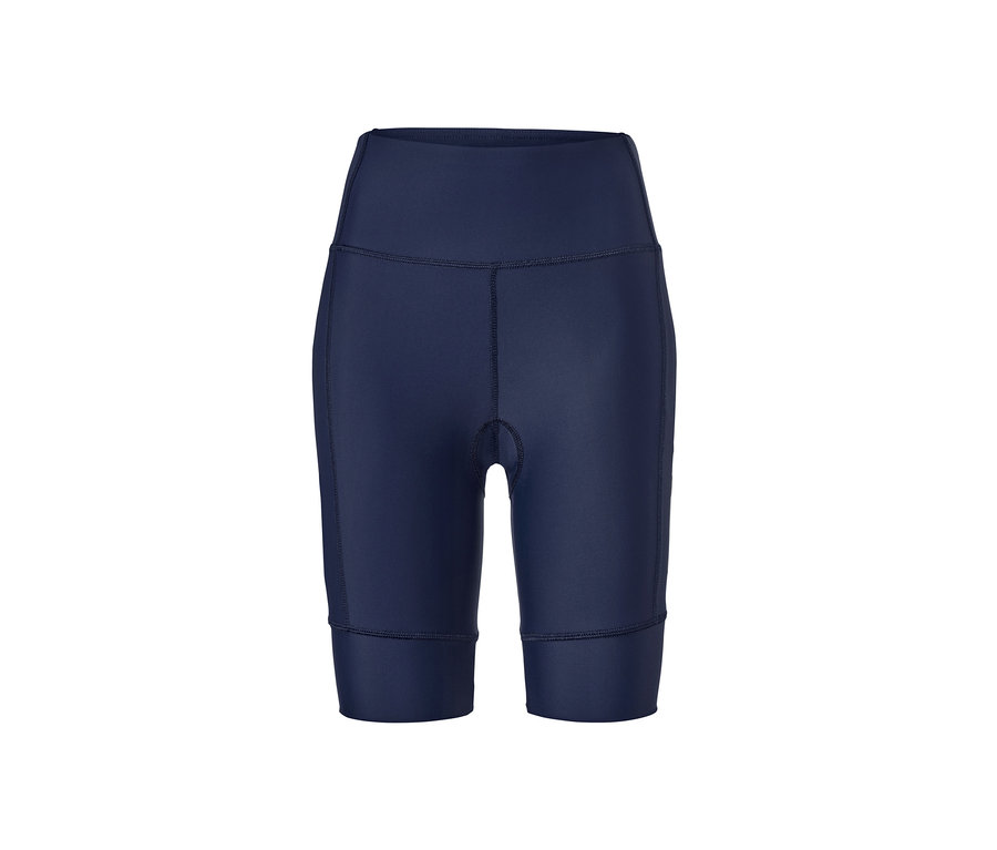 Granatowe spodnie rowerowe.