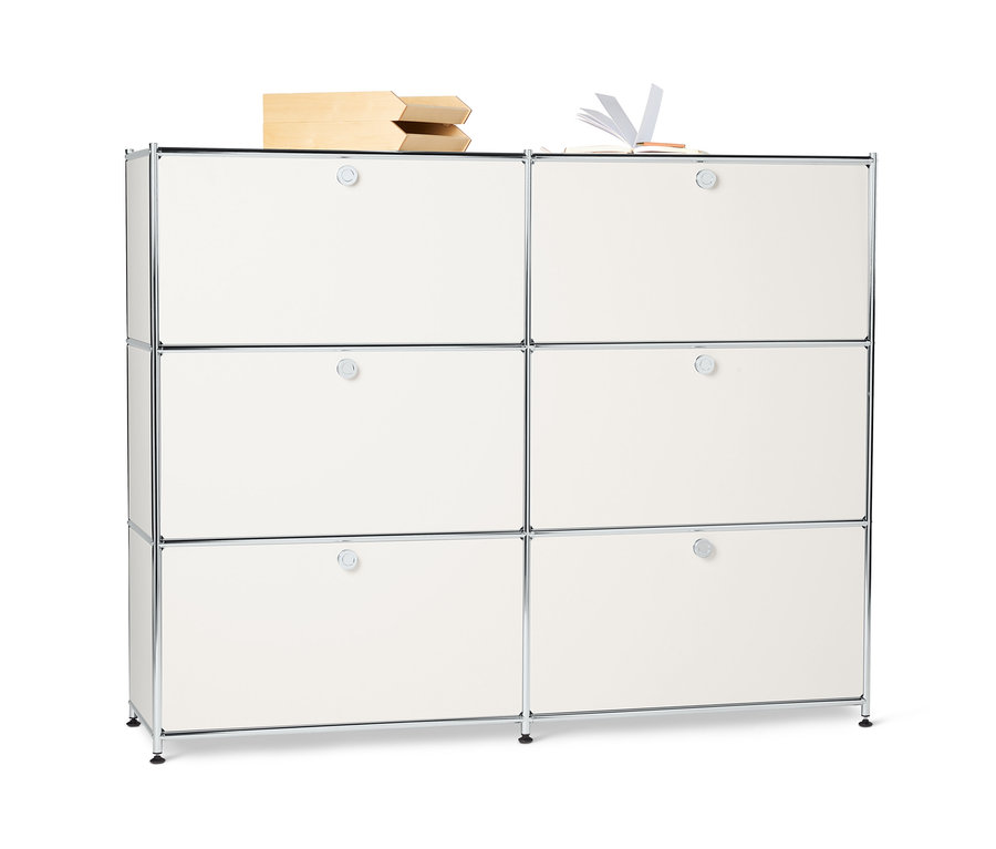 Biała metalowa komoda »CN3« z 6 klapami.