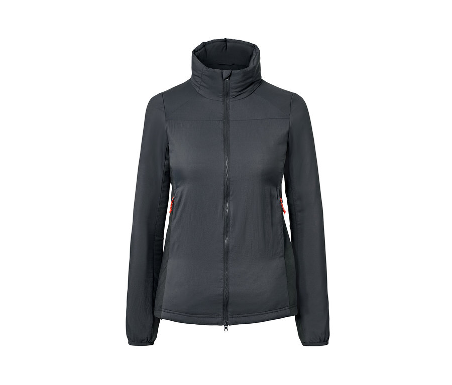 Czarna bluza hybrydowa »Pack Light« zapinana na całej długości zamek błyskawiczny.