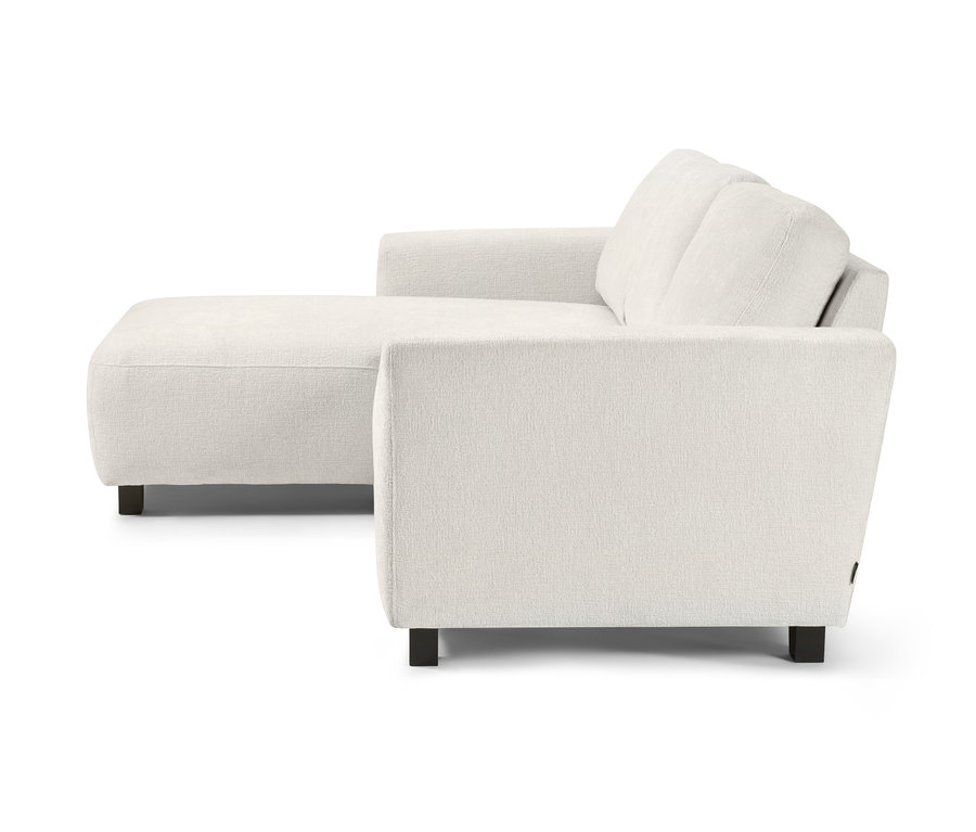 Kremowa sofa narożna, lewa.