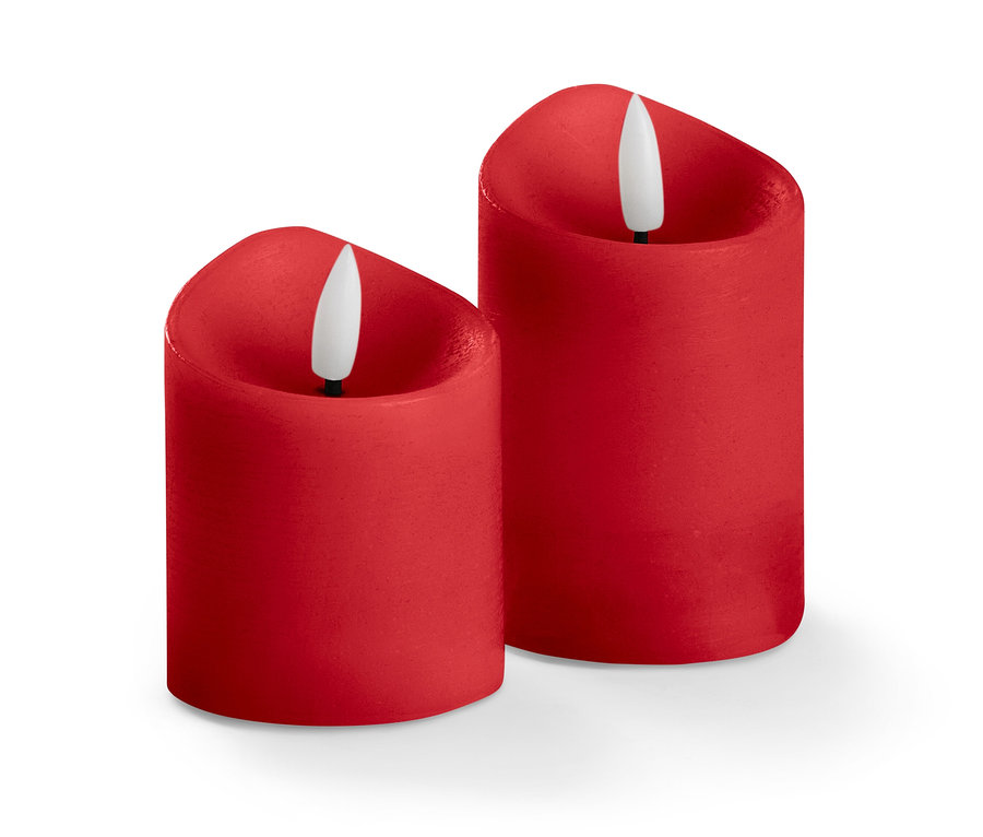 Dwie czerwone świece LED z prawdziwego wosku.