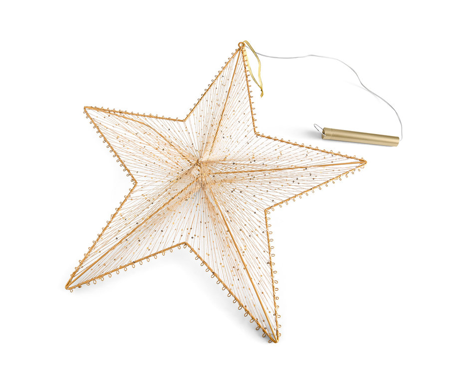Duża zawieszka-gwiazda LED w kolorze złotym.