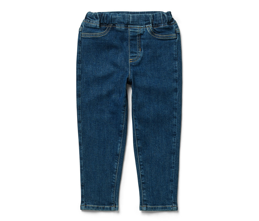 Spodnie na gumce – fason „Luca” na białym tle.