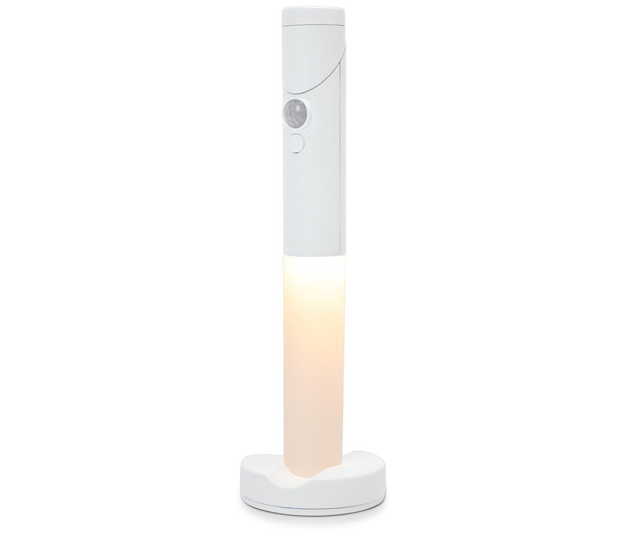 Biała lampa LED na podstawie.