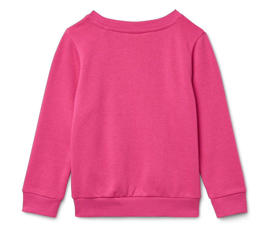 Różowa bluza z długim rękawem leży na białym tle.