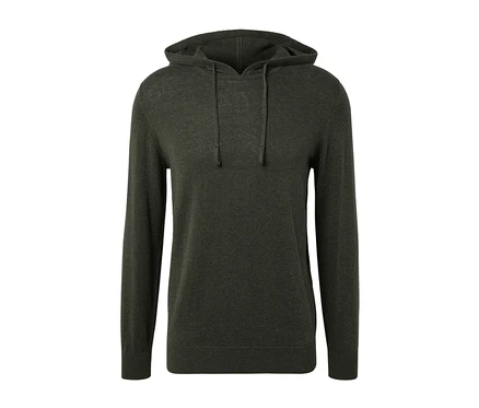 Dzianinowa bluza z kapturem khaki.