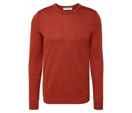 Pomarańczowy sweter z wełny merino.