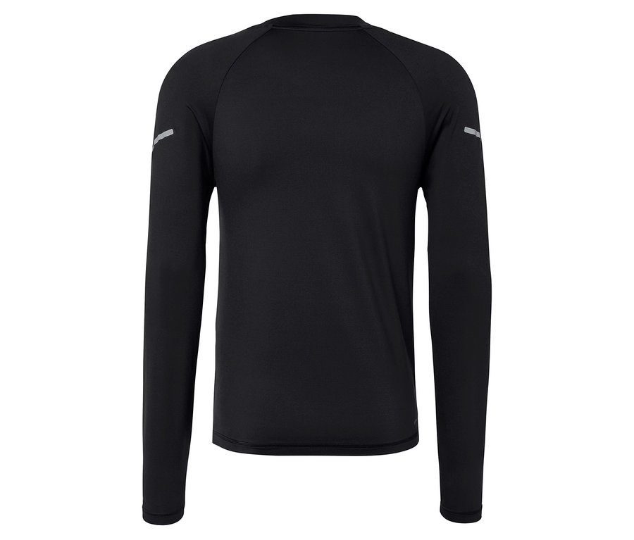 Czarna koszulka z długim rękawem, widok z tyłu.