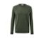 Sweter z wełny merino khaki na białym tle.