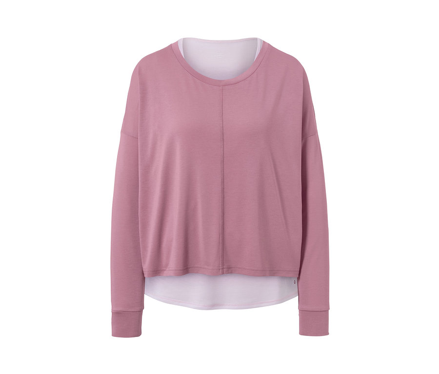 Różowa koszulka sportowa 2 w 1 z długim rękawem.