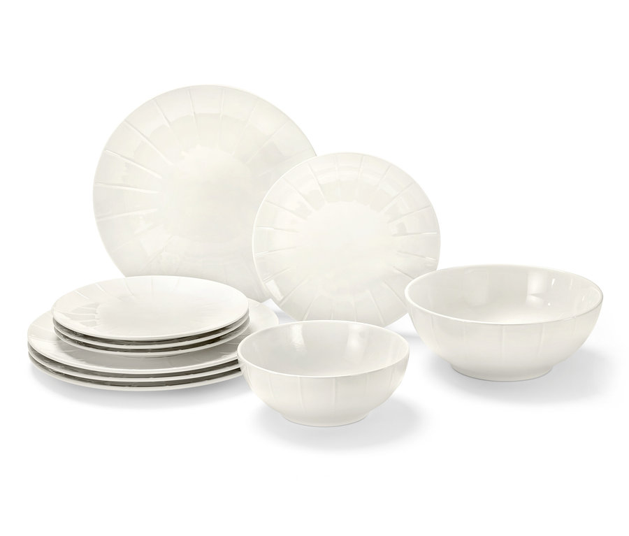 Zastawa stołowa 10-elementowa w kolorze białym.
