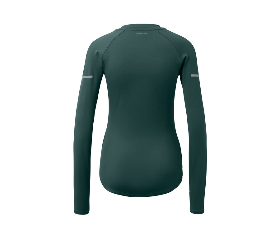 Ciemnozielona koszulka funkcyjna z długim rękawem, widok z tyłu.