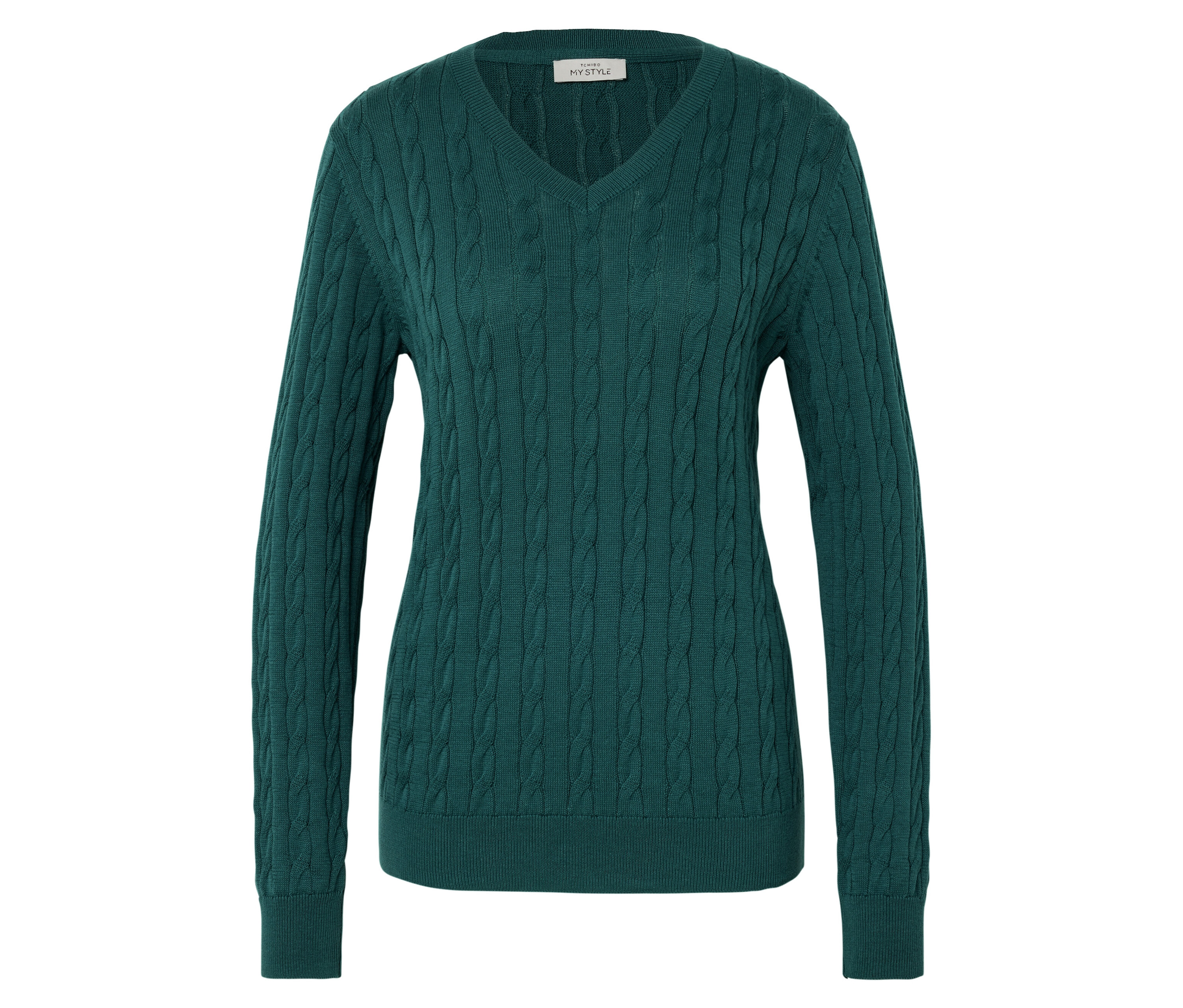 Tchibo - Sweter z warkoczowym splotem, zielony