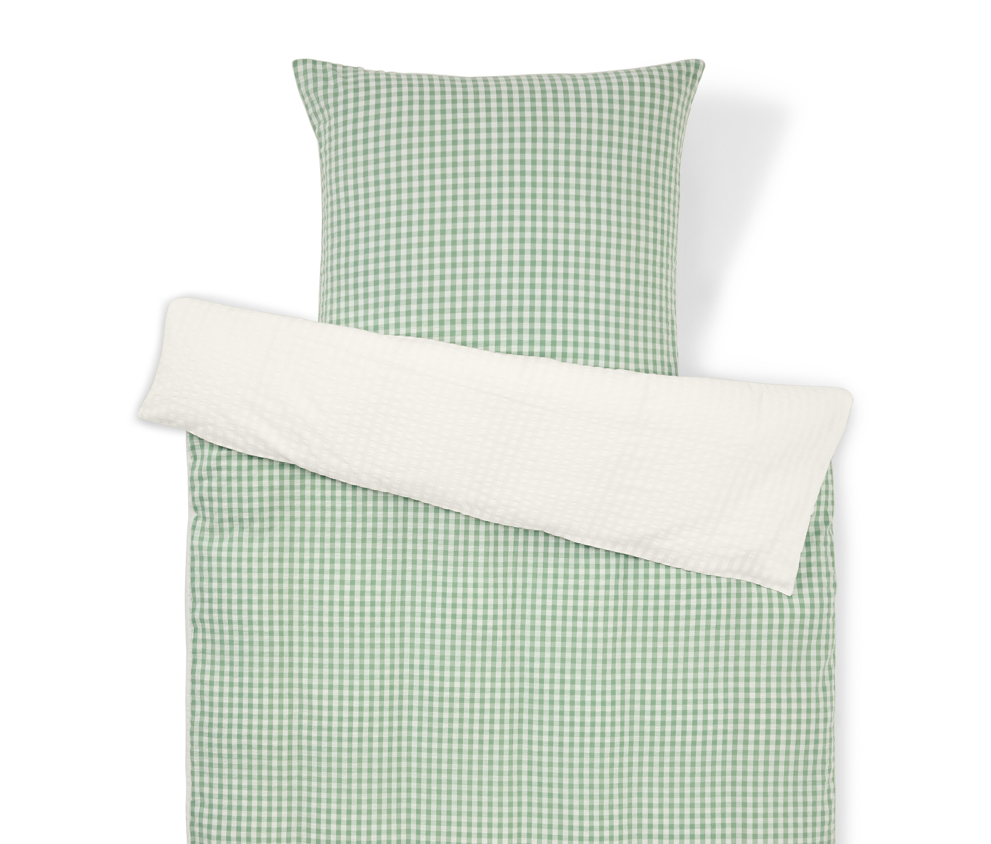 Tchibo - Pościel z kory bawełnianej - kolor: zielony/biały