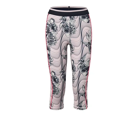 Legginsy sportowe o długości 3/4 w kwiatowy wzór.
