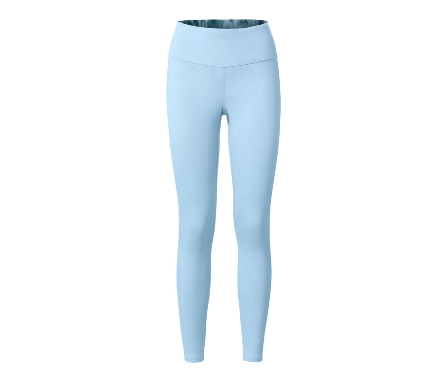 Niebieskie dwustronne legginsy sportowe.