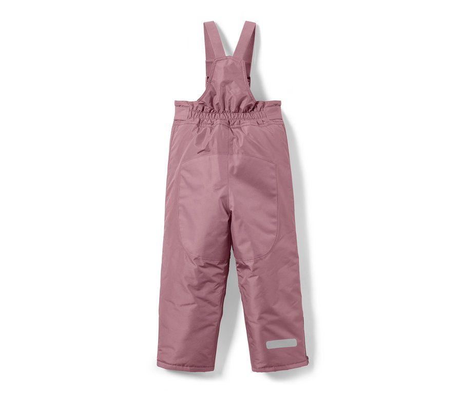 Różowe spodnie z dwuczęściowego kombinezonu zimowego, widok z tyłu.