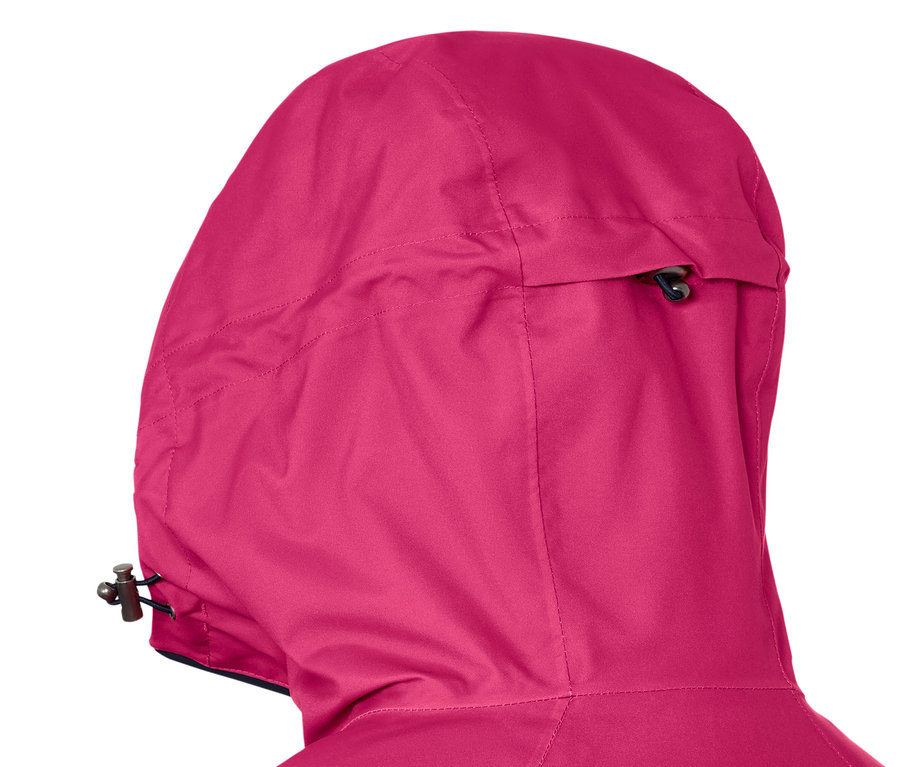 Zbliżenie na kaptur kurtki narciarskiej.