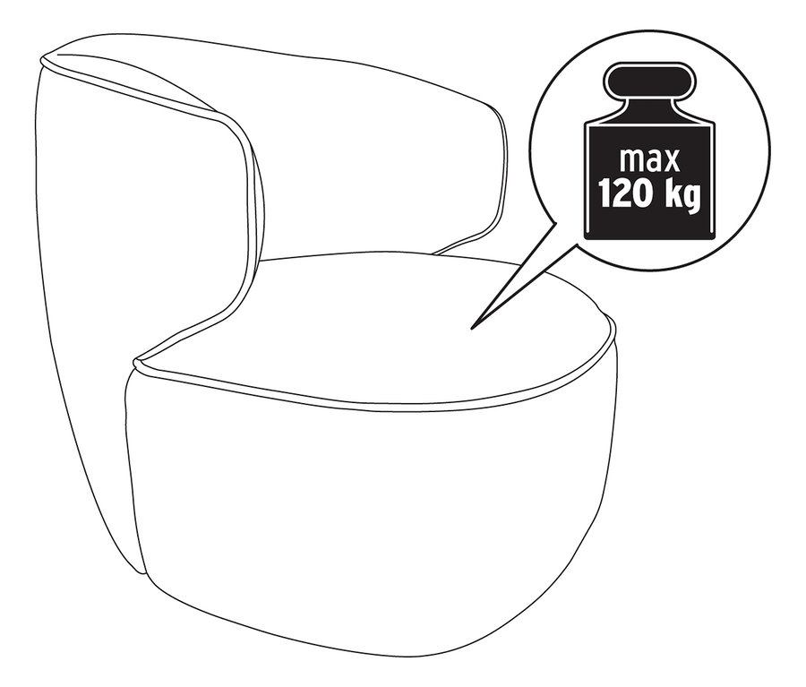 Rysunek fotela obrotowego o maksymalnym obciążeniu 120 kg.