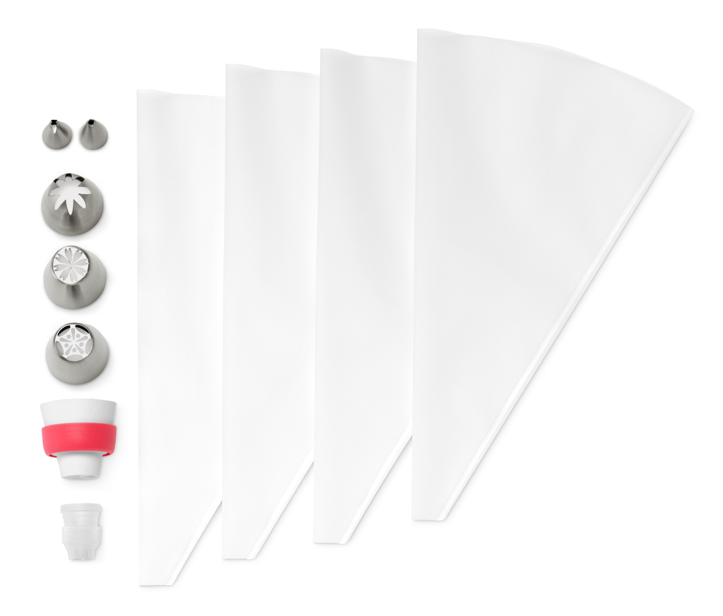 Zestaw do dekorowania ciast z wieloma końcówkami zawiera końcówki do dekorowania i worki.