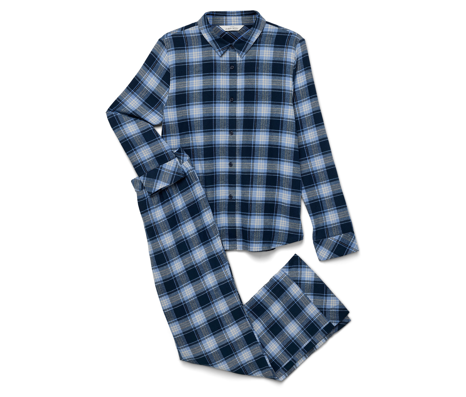 Tchibo - Piżama flanelowa- niebieski/w kratkę
